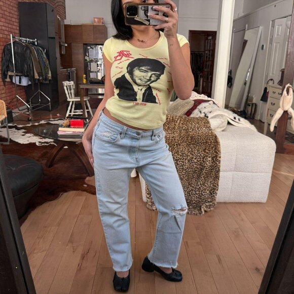 Levi’s 501 Light Wash Straight Leg Jeans High Rise Cropped Raw Hem - Picture 5 of 8